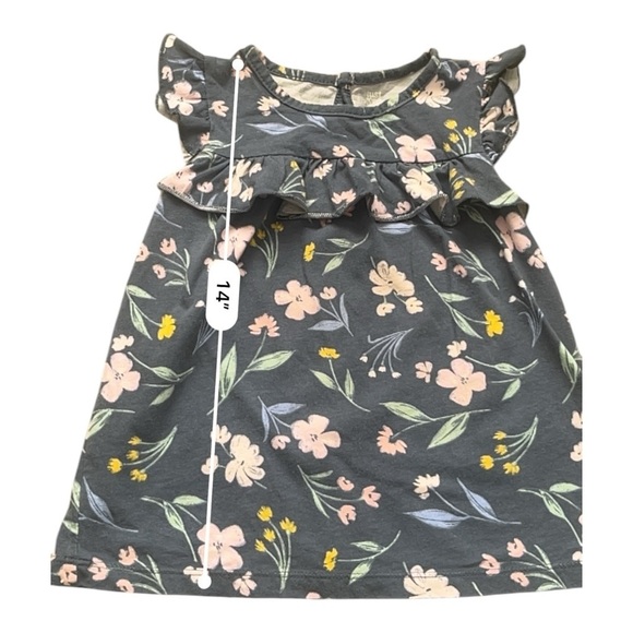 Carter’s casual play floral grey baby Girl dress 3T short ruffle sleeve button - Picture 9 of 11